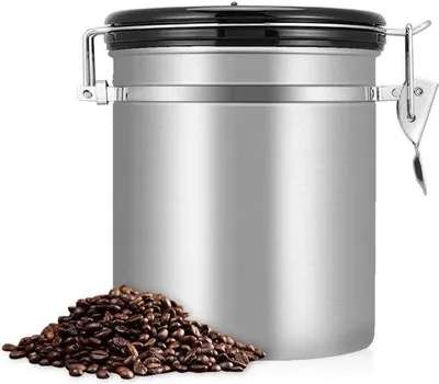 Obrázok produktu pre nerezová vákuová nádoba na uskladnenie kávových zŕn s objemom 1,5 l - strieborná