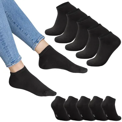 Produktbild von Sneakersocken Uni Kurzsocken ohne Naht Baumwolle 100% Komfort Herren Damen Knöchelsocken 5/10/20/30 Paar Größen 35-50 Schwarz 5 Paar 39 - 42