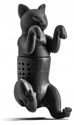A black cat-shaped tea infuser.