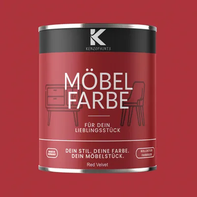 Produktbild von Kenzopaints 750ml Möbelfarbe Möbellack Buntlack Farbraum - Red Velvet