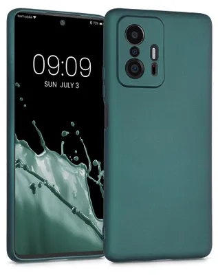 Produktbild von kwmobile Handyhülle für Xiaomi 11T / 11T Pro Hülle - Silikon Case metallisch schimmernd - Schutzhülle Cover - Metallic Petrol