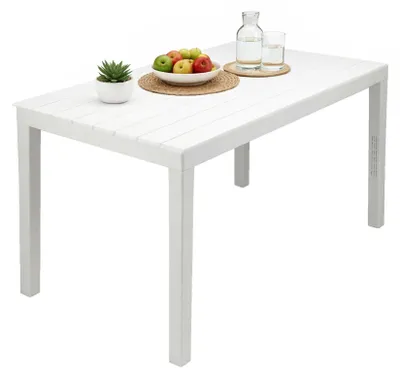 Produktbild von Gartentisch Vasto, Rechteckiger Esstisch, Mehrzweck-Gartentisch für den Innen- und Außenbereich, 100 % Italy, 138x78h72 cm, Weiß