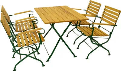 Produktbild von TPFGarden ESS_GRUPPE Townsville 5-teilig, Gartenmöbel Set - Flachstahl - Robinienholz - Gartenset Tisch und Stühle - dunkelgrün