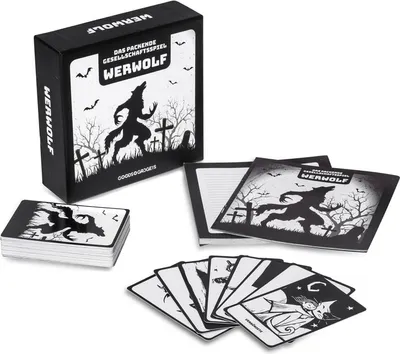 A board game box and cards are displayed on a white background.