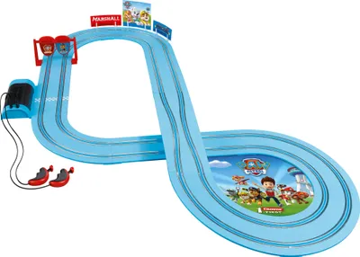 A Paw Patrol themed toy race track set.