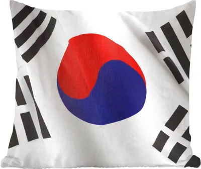 Produktbild von MuchoWow® Zierkissen Sofakissen Wohnzimmer Dekokissen 60x60 cm Nahaufnahme der Flagge von Südkorea - Sitzfläche - Foto Polster