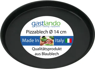 Produktbild von 10x Pizzablech rund Ø 14 cm aus Blaublech – Pizza Backform / Mini-Pizzablech für Ofen, Haushalt & Gastronomie