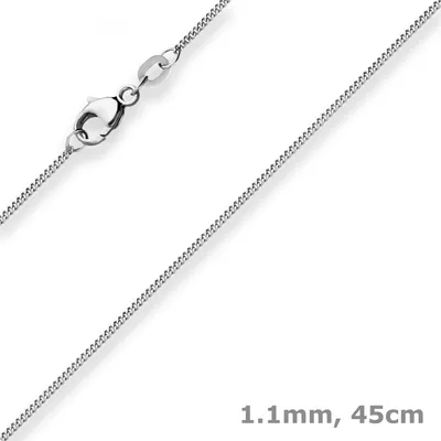 Produktbild von 1,1mm Panzerkette Collier Halskette aus 750 Gold Weißgold 45cm
