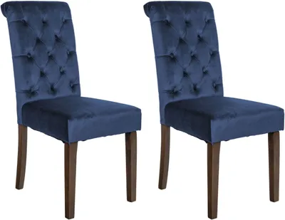 Produktbild von 2er Set Esszimmerstühle Lisburn Samt blau