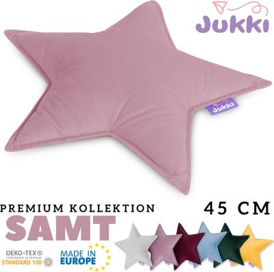 JUKKI® Deko Kissen STERN [alte rosa] 45cm SAMT glatt minky  DekoKissen für Kinderzimmer  Kuschelkissen Plüschkissen