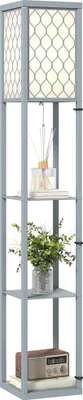 Produktbild von HOMCOM Stehlampe Wohnzimmer Dimmbar Stehleuchte mit Regal, E27 Fassung