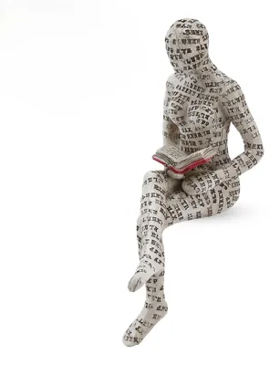 Lesende Frau Figur, Harz, abstrakt, 17 cm, Büro-Deko