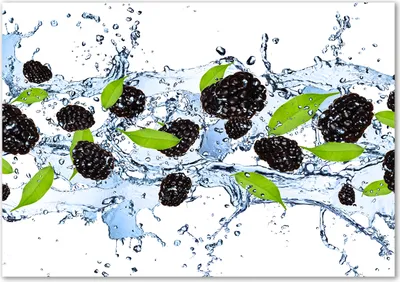 Produktbild von Tulup® Glas-Bild - 100 x 70 - Wandbild aus Glas - Wandkunst - Wandbild hinter gehärtetem Sicherheitsglas - Essen & Getränke - Brombeeren Wasser - Schwarz