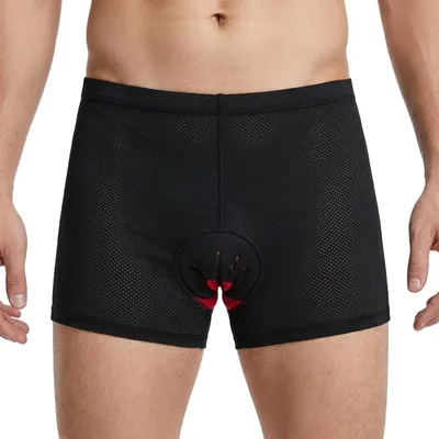 Productafbeelding van RAMBUX Fietsonderbroek Heren met Zeem Zwart – 5D gel zeem, ademend mesh, voor MTB, racefiets en e-bike – Maat L