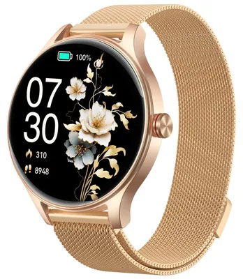 Obrázek produktu pro Chytré hodinky pro ženy, kulaté, HD displej, s funkcí telefonu, monitorováním srdečního tepu a spánku, výdrž baterie 10 dní, více než 120 sportovních režimů, vodotěsné (IP68), barva: růžové zlato