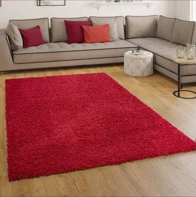 Produktbild von Shaggy Hochflor Langflor Teppich Sky Einfarbig in Rot Grösse 160x220 cm