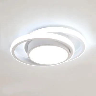 Zdjęcie produktu dla Nowoczesna, okrągła lampa sufitowa LED, 32W, 2350 lumenów, 6500K (białe światło dzienne), średnica 280mm – energooszczędna lampa sufitowa do sypialni, łazienki, kuchni, przedpokoju i balkonu