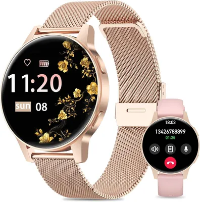 SLOKSFil Smartwatch Damen Klein 1,27" TFT Touchscreen,Fitness Tracker mit 24/7 Pulsmessung, Schlafmonitor,120+ Sportmodi, iOS/Android, Telefonfunktion