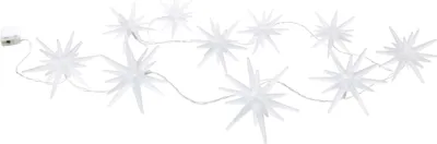 Produktbild von Näve Leuchten 10er LED Lichterkette "3D-STERNE" 10er LED Lichterkette "3D-STERNE" 10er LED Lichterkette "3D-STERNE" - 165 cm lang, im Landhaus Stil, aus Kunststoff, weiß, 10 LED – Timerfunktion – Batteriebetrieb – Schiebeschalter