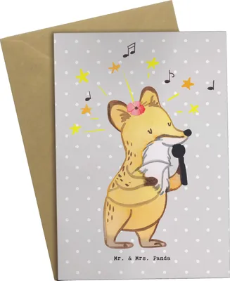 Produktbild von Mr. & Mrs. Panda Grußkarte Opernsängerin Herz - Grau Pastell - Geschenk, babykarte, osterkarte, weihnachtskarten, einladungskarten, hochzeitskarten, glückwunschkarten