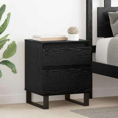 Image de vidaXL Table de chevet, lot de 2, noire, imitation chêne, 40 x 35 x 50 cm
