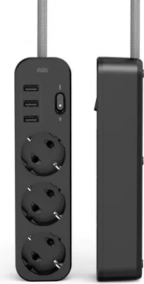 Produktbild von Durata 15W mit 3 USB-Port, 3.4A Desktop-Steckdosenleiste, schwarz (DR2035A)