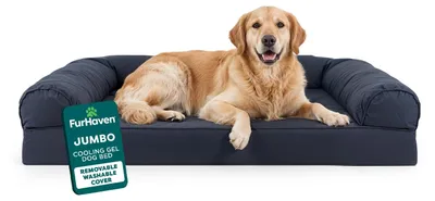 Produktbild von Furhaven Kühlendes Gel-Hundebett für große Hunde, mit abnehmbaren Nackenrollen u