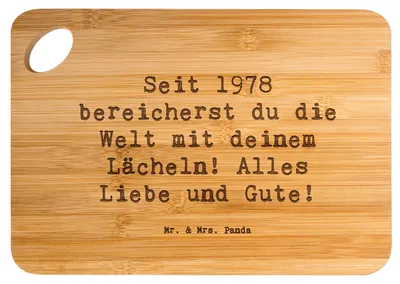 Produktbild von Mr. & Mrs. Panda jausenbrett Spruch 1978 Geburtstag - Transparent - Geschenk, Alles Liebe und Gute, Holzbrett, seit, Geburtstagsgeschenk, Frühstücksbrettchen, brotbrett