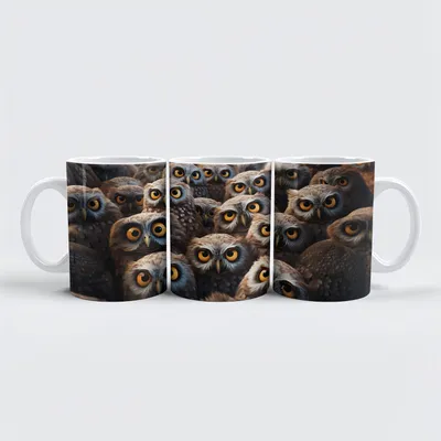 Produktbild von raxxa Premium-Tasse "Gruppenbild mit fröhlichen Eulen"