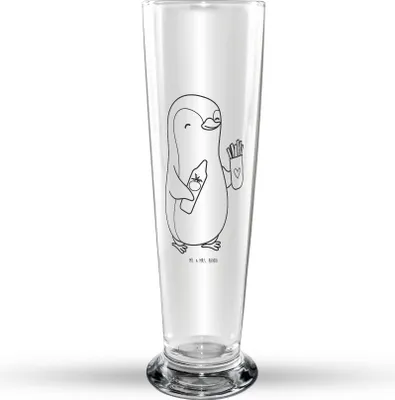 Produktbild von Mr. & Mrs. Panda Weizenbier Glas Pinguin Pommes - Transparent - Geschenk, für Freundin, Bierglas, Mr Mrs Weizenglas, Frauen, Bier, Mitbringsel, Jahrestag, Weizen