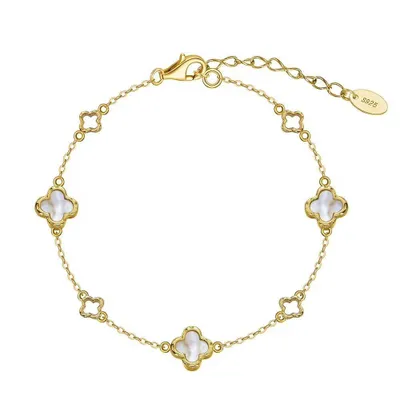 Produktbild von Silberarmband Zartes Damen Kleeblatt Glücksbringer Armband 925 Sterling Silber