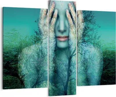 Produktbild von Bild auf Leinwand - Leinwandbild - 3 Teile - Frau Natur Grafik - 95x80cm - Wand Bild - Wanddeko - Wandbilder - Leinwanddruck - Bilder - Wanddekoration - Leinwand bilder - Wandbild - CB95x80-4254
