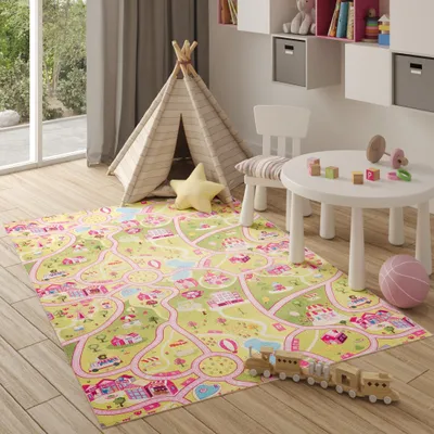 Obrázek produktu pro Koberec do dětského pokoje Růžový barevný moderní koberec 140 x 200 cm