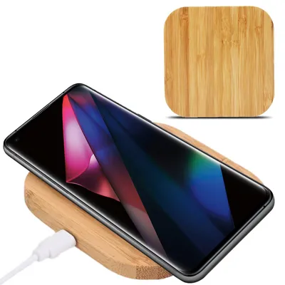 Produktbild von QI Wireless Ladegerät für Apple iPhone 17 16 16e 15 Pro / Max Ladestation Bambus