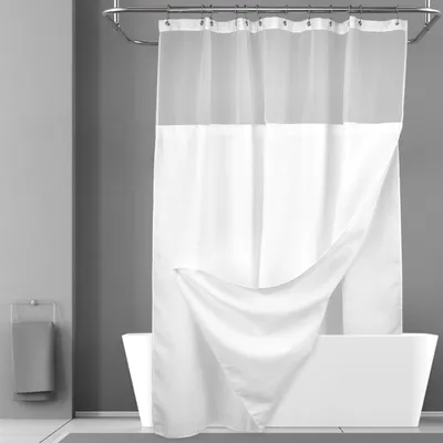 Produktbild von Duschvorhang 180 cm, Waffelmuster, wasserdicht, waschbar, 12 Haken, für Badezimmer