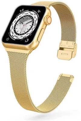 Produktbild von Goldarmband passend für Apple Watch Series 1/2/3/4/5/6/7/se – Milanese-Armband – Metall – 38/40 mm – CHPN