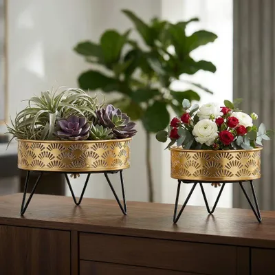 Immagine prodotto di Mauro Ferretti Zanny set di 2 portafiori Ø 20,5x13 e 18x13 cm oro nero