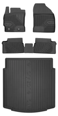 Productafbeelding van Rubberen automatten + kofferbakmat voor Toyota Auris II 2012-2018 (stationwagen) – 4-delig, zwart, op maat – Wielganizator