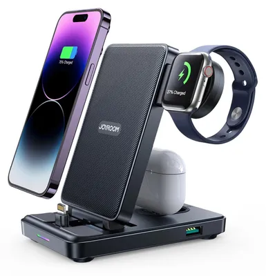 Image de station de charge 4en1 pour iPhone Apple Watch Air Pods Chargeur USB A Chargeur de voyage Lightning