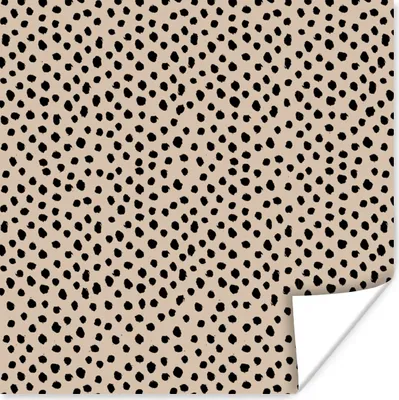 Produktbild von MuchoWow® Poster Beige - Tupfen - Muster - Schwarz 50x50 cm - Wohnzimmerdekoration