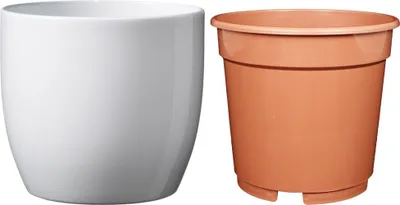 Produktbild von MePla - Set - Übertopf Basel ø14 + Kulturtopf ø13 - weiss