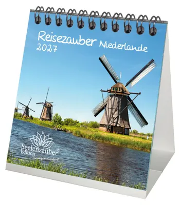Produktbild von Reisezauber Niederlande Tischkalender 10x10cm für 2027 Urlaub Grachten Tulpen - Seelenzauber