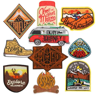 10 Reise-Patches, Aufbügel-Patches, bestickt, für Kleidung, Rucksäcke, Jacken