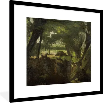 Produktbild von MuchoWow® Gerahmtes Poster Waldansicht - Gemälde von George Hendrik Breitner 40x40 cm - Poster mit Schwarzem Bilderrahmen Wandposter Rahmen Foto Bilder - Poster - Plakat im Rahmen