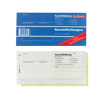 Obrázek produktu pro herlitz formulářový sešit "Krátká zpráva", 1/3 A4 na šířku