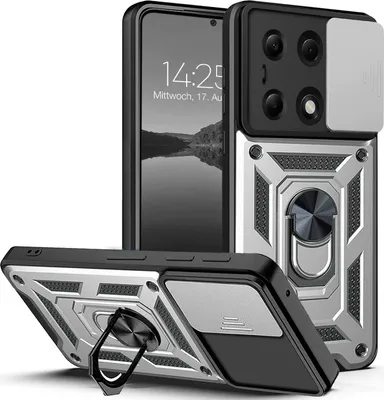 Produktbild von Armor Handyhülle für Xiaomi Redmi Note 13 Pro Kameraschutz Handy Panzer Case Cover Schutzhülle Outdoor Farbe: Silber