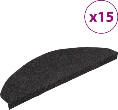 Produktbild von vidaXL Stufenmatten Selbstklebend 15 Stk. 65x22,5x3,5 cm Schwarz