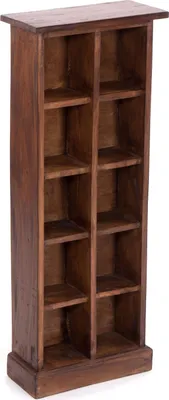 Obrázok produktu pre RUSTIC CD & BOOK RACK NATURE | 94x36cm(VxŠ) Drevená polica 10 priehradiek | Farba: 02 svetlohnedá