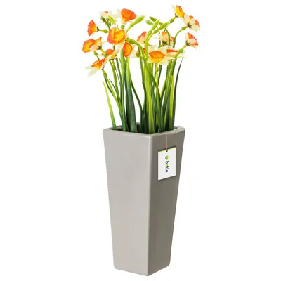 Obrázek produktu pro Keramická váza na květiny šedá lesklá H 25 cm Dekorativní stolní váza Square Flowers Deco Orchid Modern Glamour