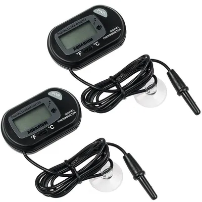 Imagen del producto de Termómetro digital acuario - Temperatura del agua - Juego de 2 - Pantalla LCD - Ventosa